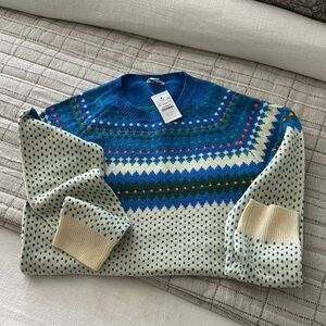 J. Crew Kids Sweater with Blue and Cream Patterns